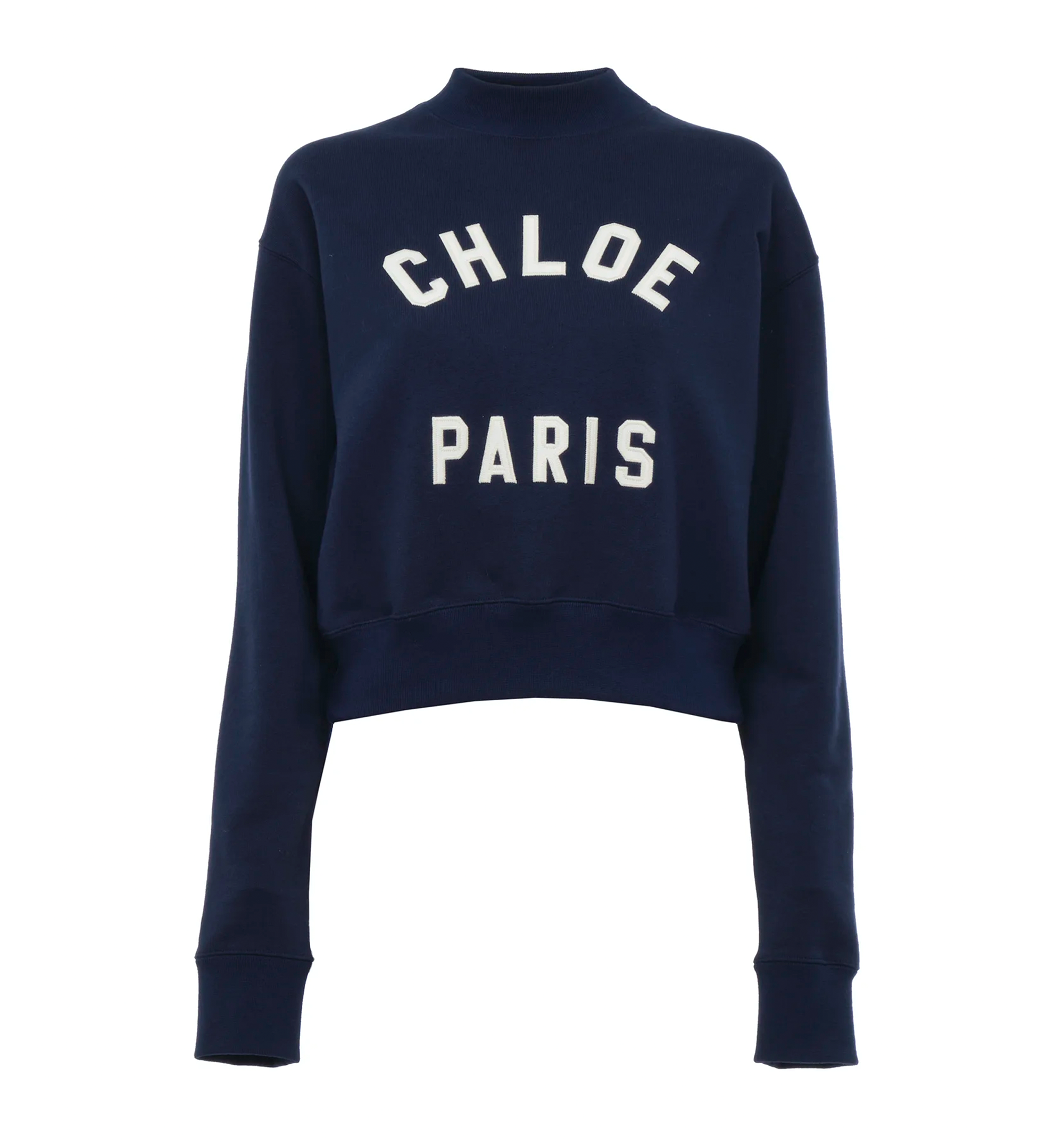 Mock-Neck Logo Sweater in Cotton Fleece