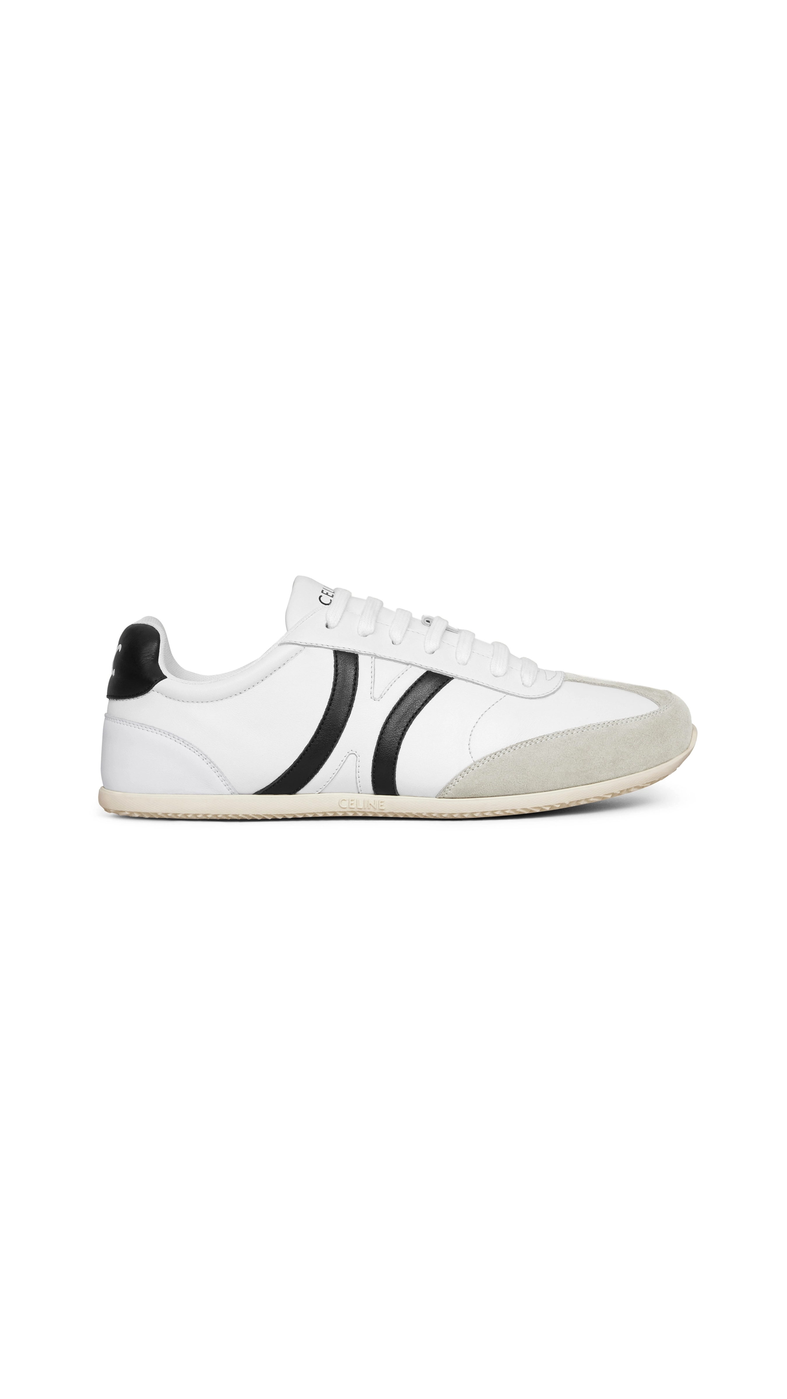 Jogger Low Lace-up Sneaker in Calfskin & Suede Calfskin - Optic White/Grey/Black