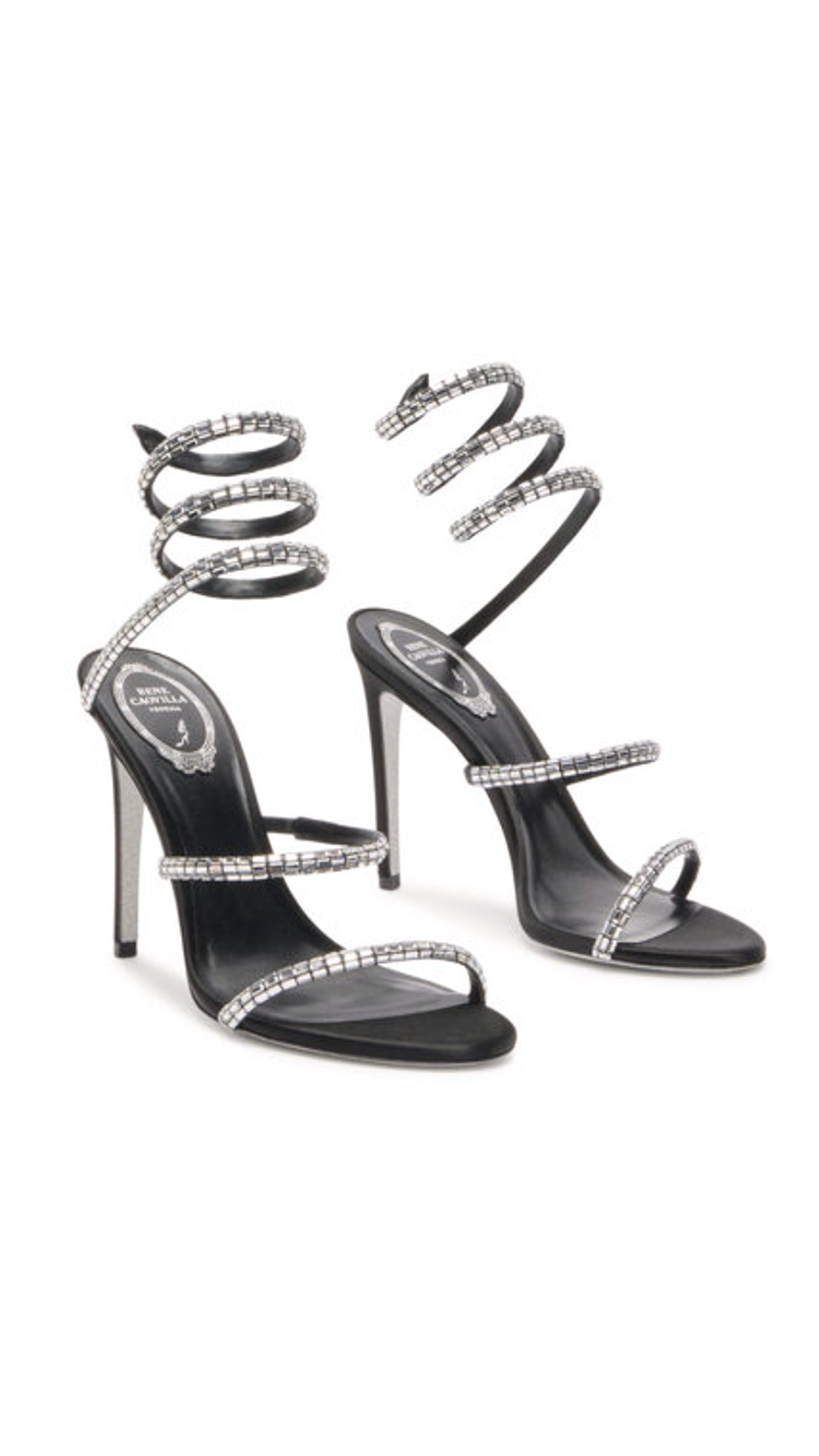 Cleo Sandals with Baguette Crystals - Black