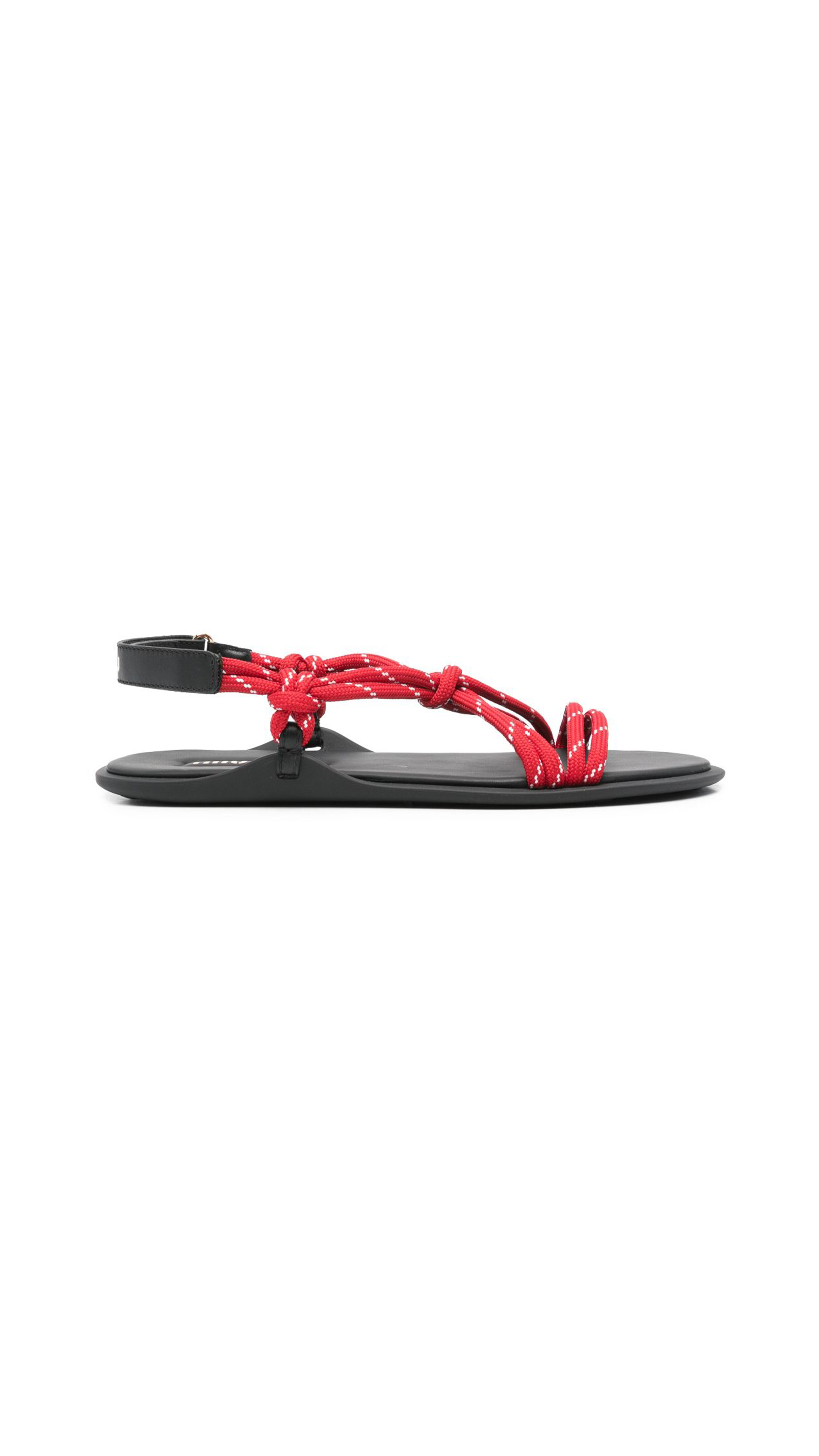 Cord Flat Sandals - Red