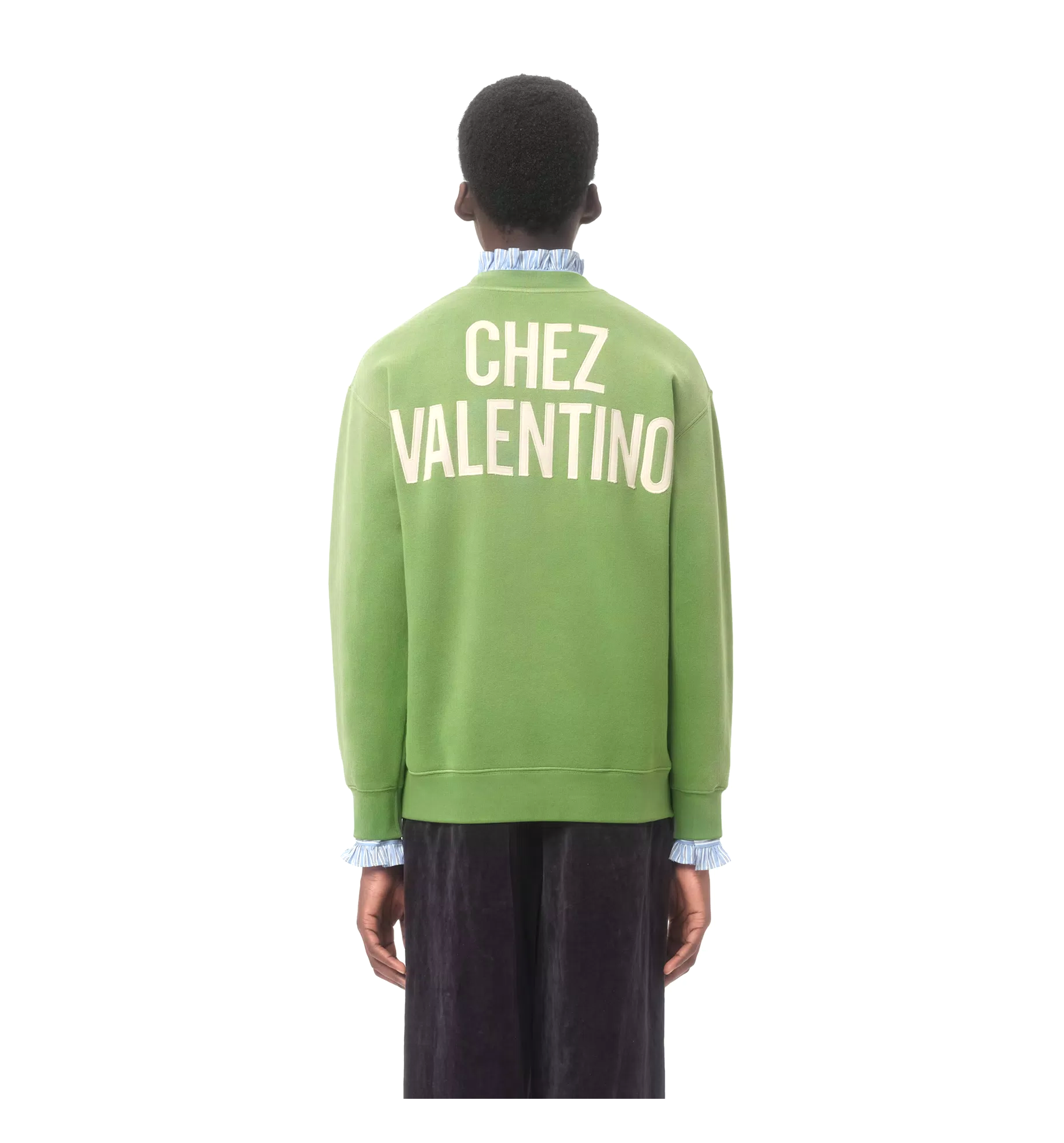 Cotton Sweatshirt With Chez Valentino Print and Embroidery