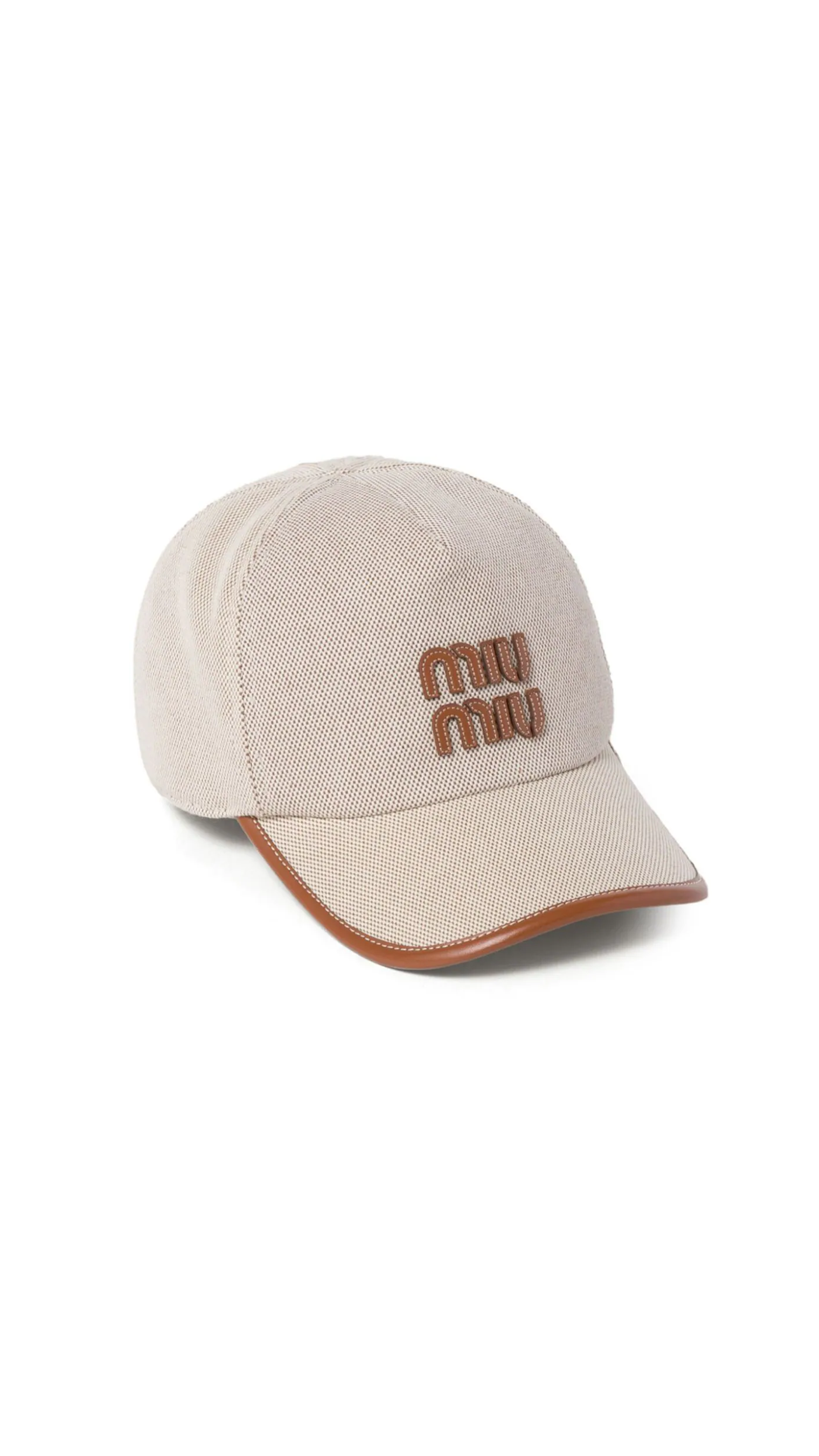 Canvas and Calfskin Patch Cap - Natural