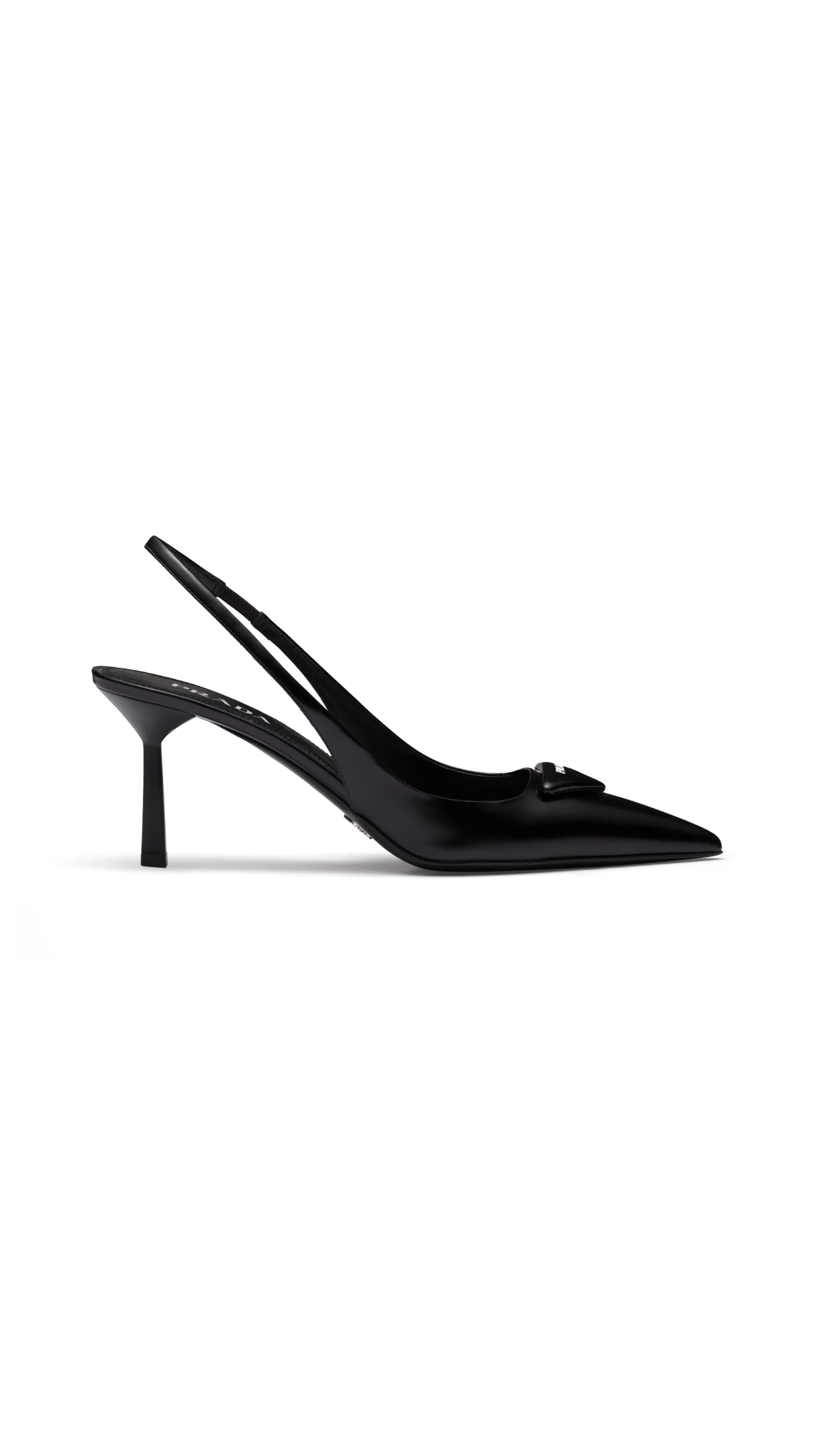 Brushed Leather Slingback Pumps - Black