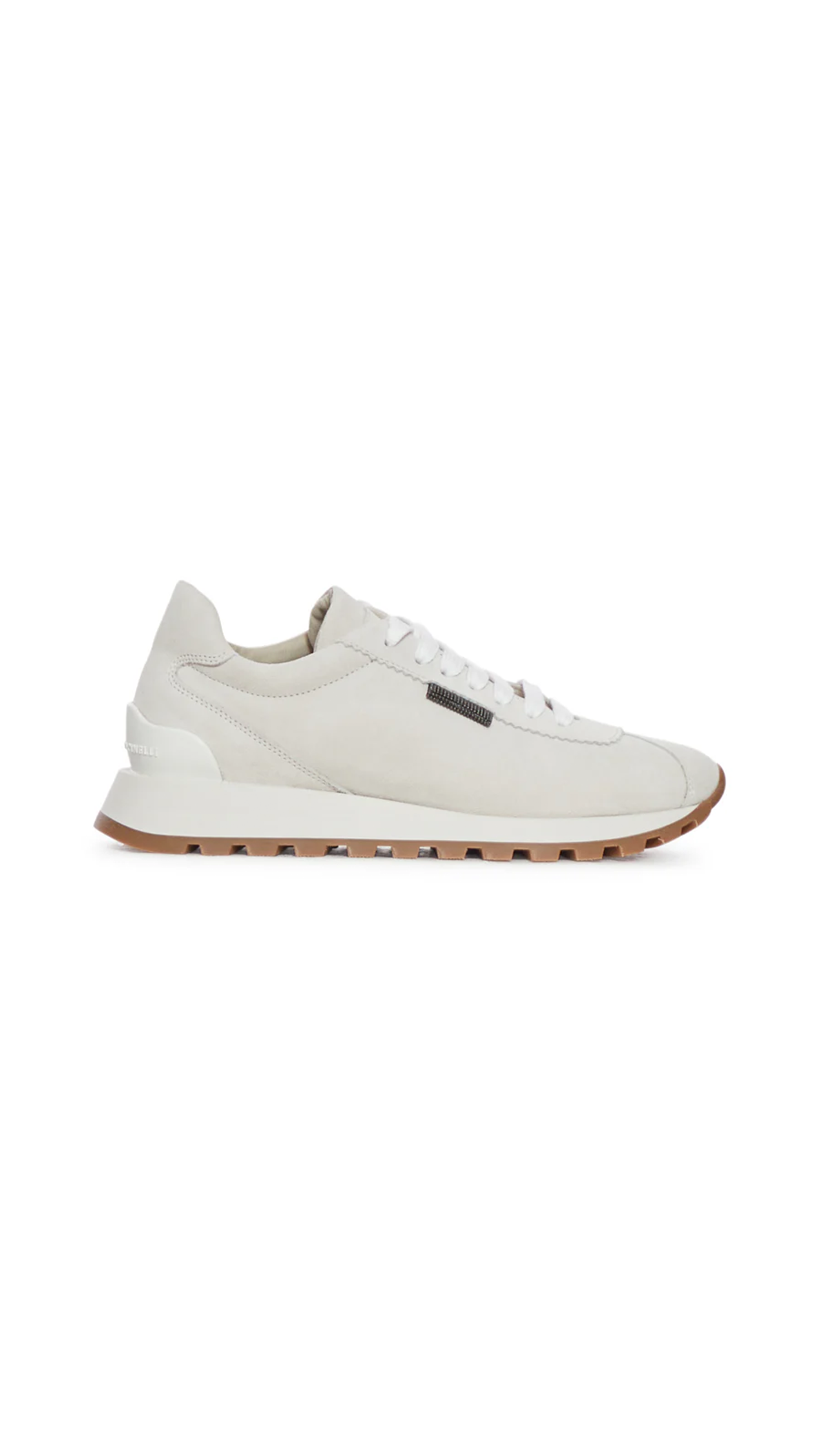 Suede Runners with Shiny Tab - Ivory