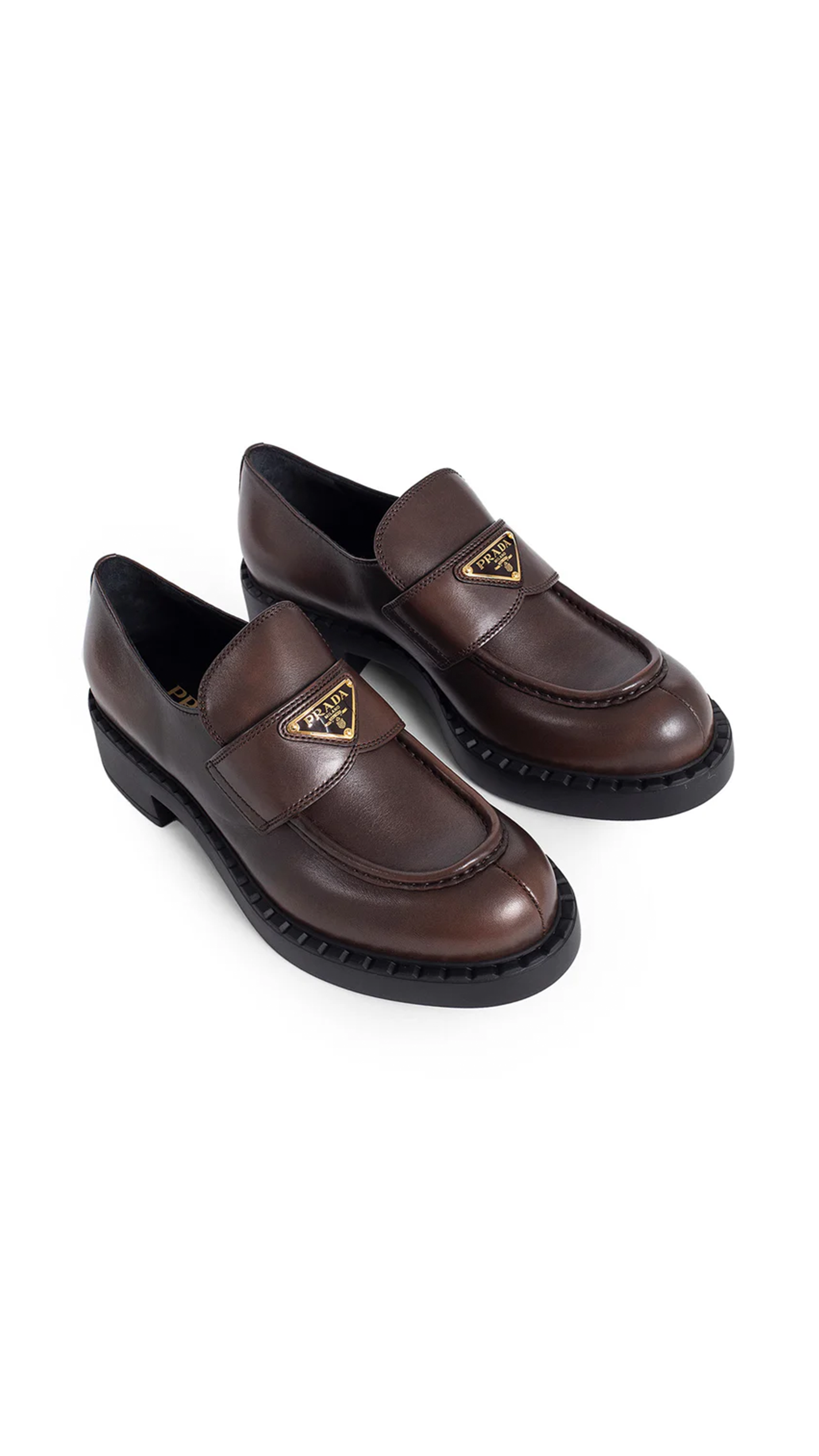 Chocolate Brushed Leather Loafers - Dark Brown