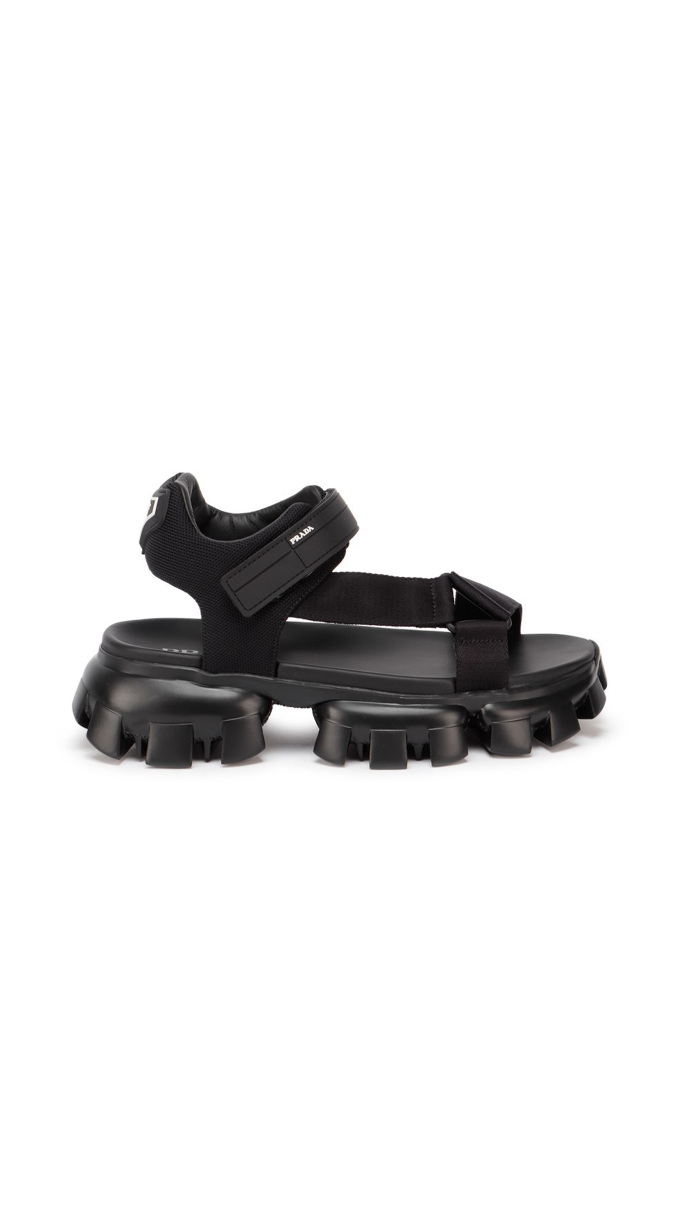 Sporty Woven Nylon Tape Sandals - Black