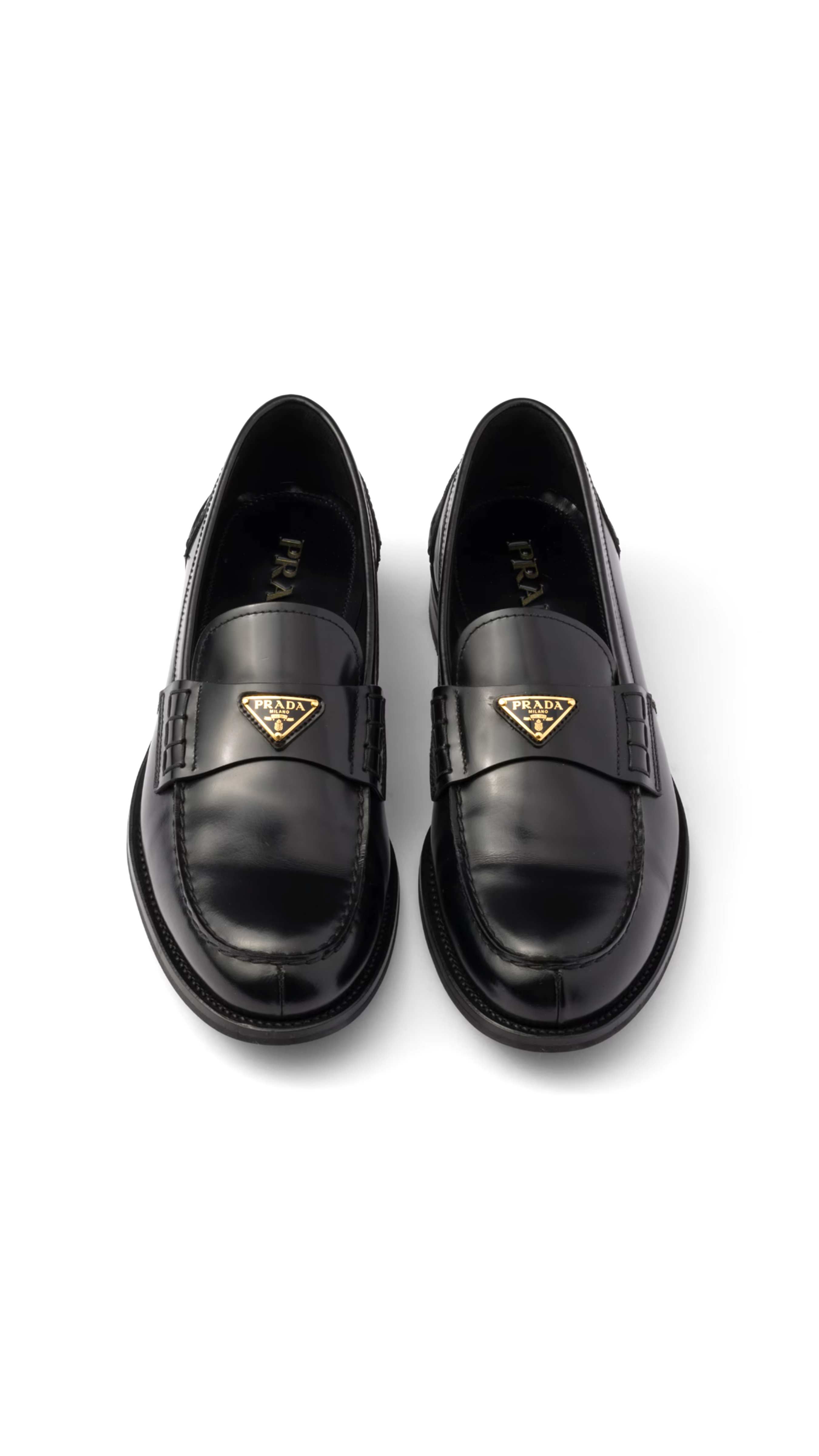 Brushed Leather Loafers - Black