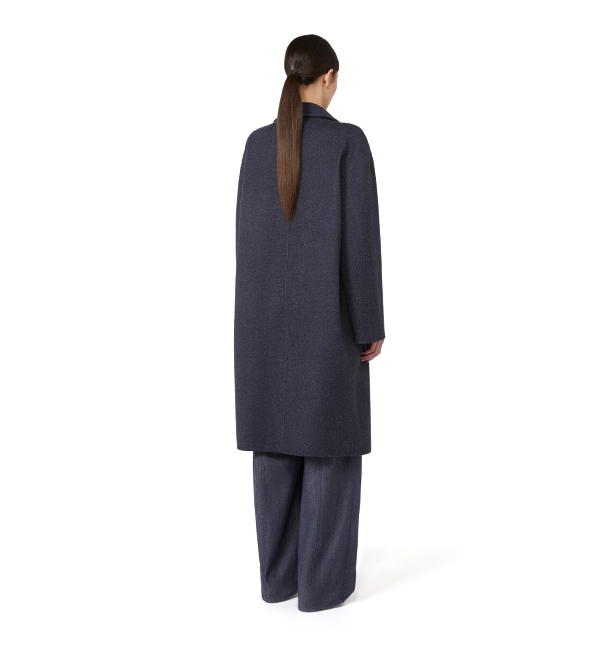 Denim-Effect Wool Coat