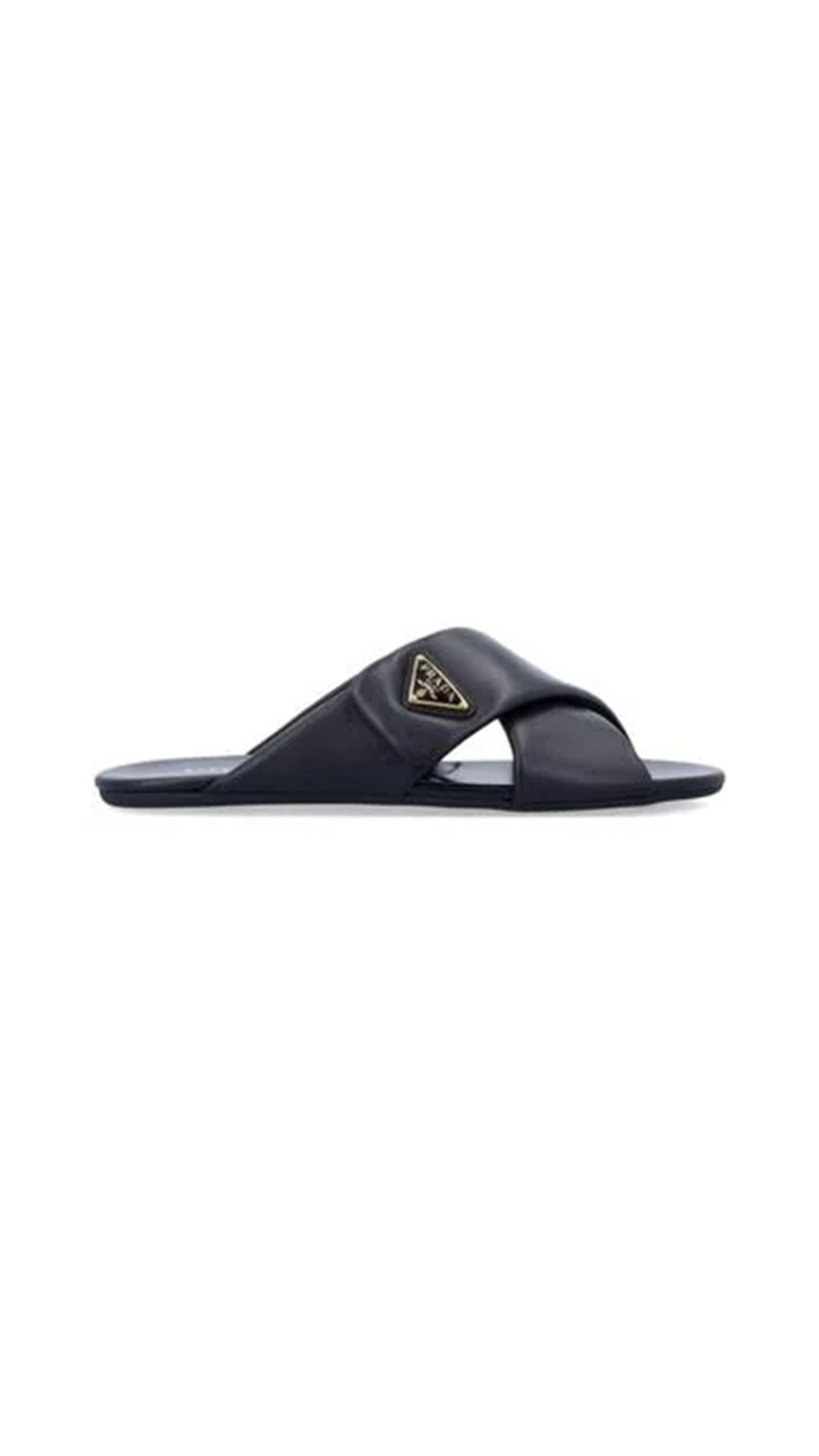 Criss-Cross Leather Slides - Black