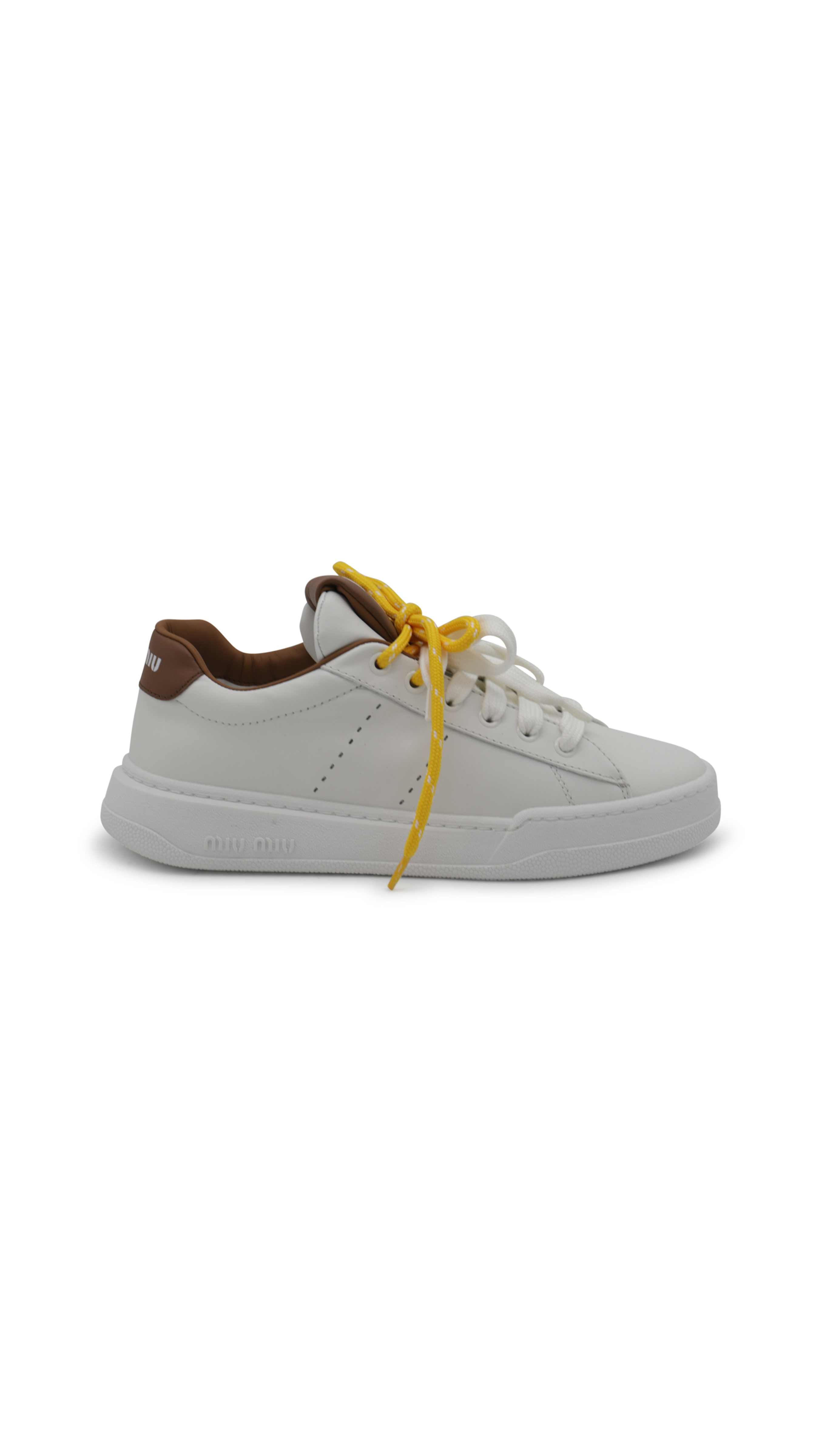 Leather Sneakers - White/Brown/Yellow