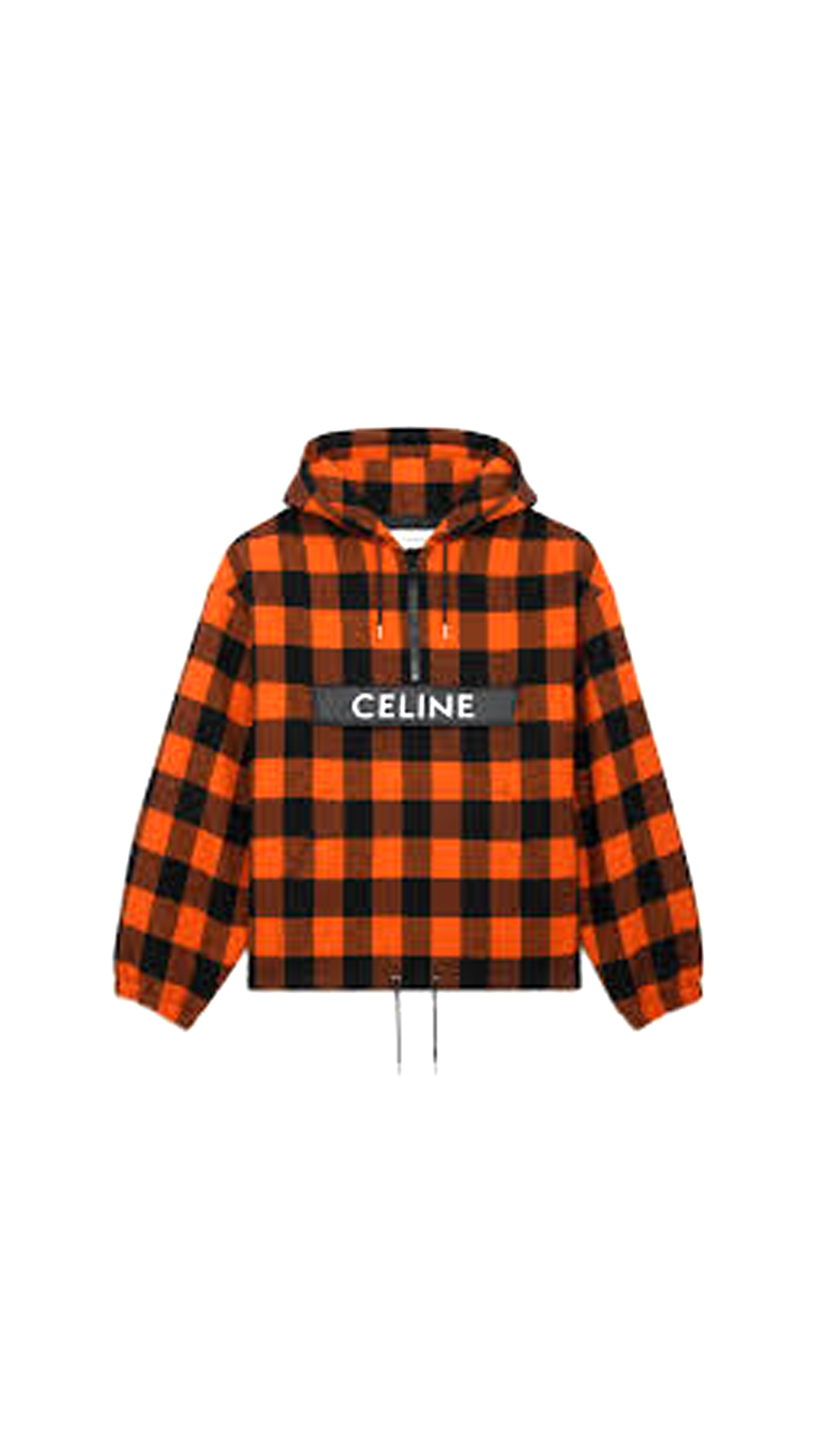 Celine Windbreaker In Check Wool - Orange