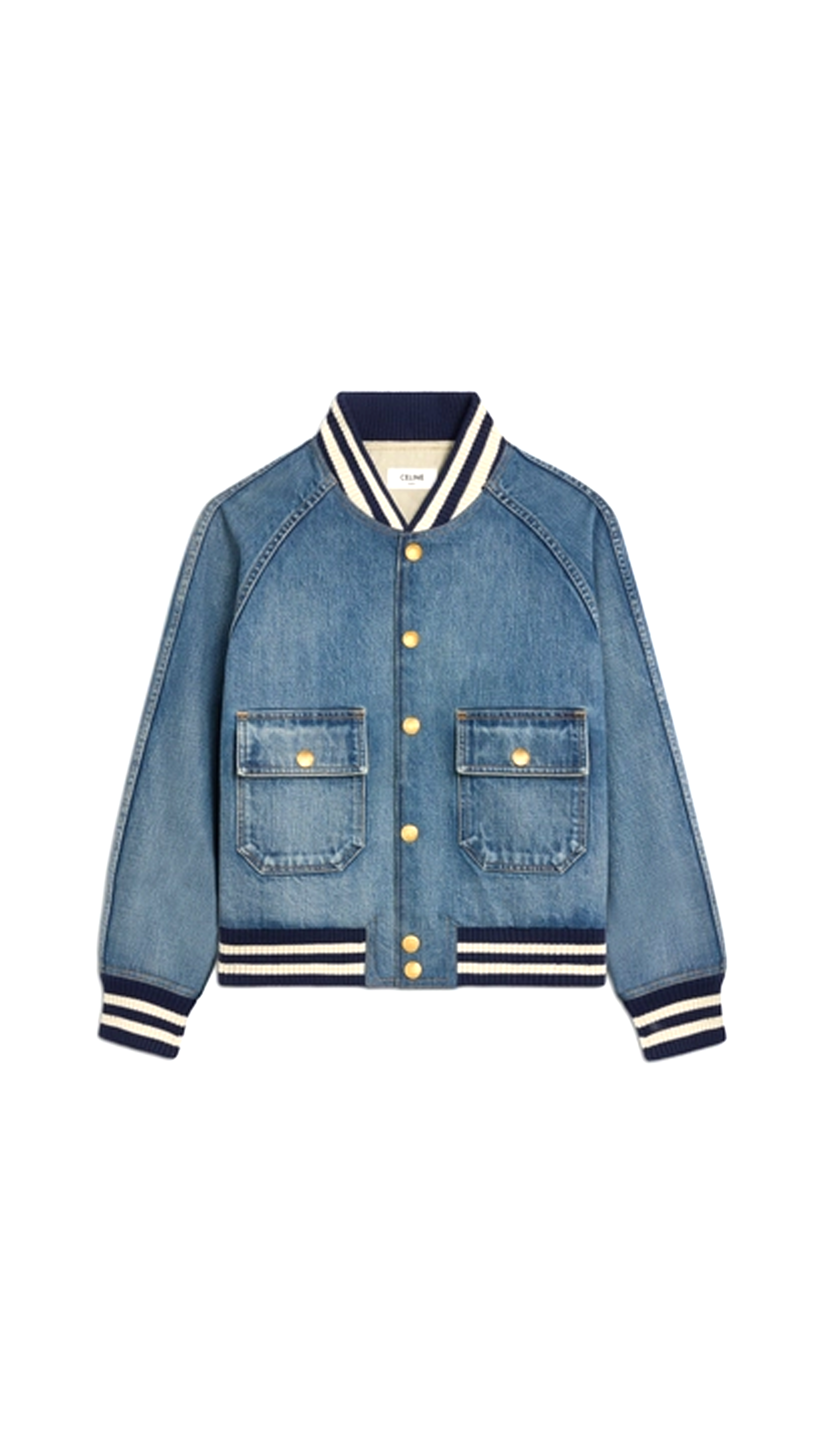 Celine Teddy Jacket In Clean Ocean Breathe Wash Denim - Clean Ocean Breathe