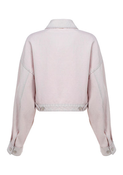 Cropped Organic Denim Jacket - Pale Pink