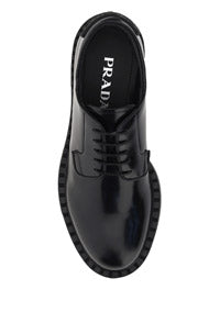 Brushed-Leather Derby Shoes - Black