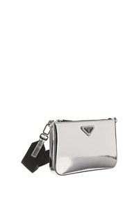 Brushed Leather Shoulder Bag - Silver