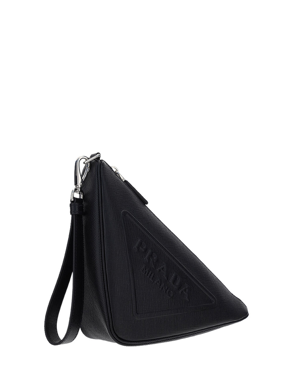 Leather Prada Triangle Pouch - Black