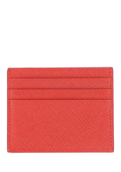 Saffiano Leather Card Holder - Fiery Red