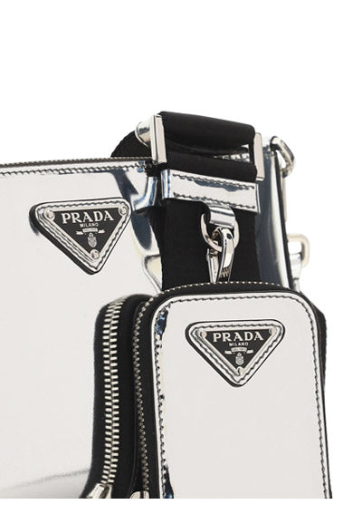 Brushed Leather Shoulder Bag - Silver