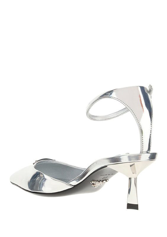 Brushed leather slingback pumps - Silver