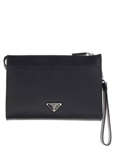 Saffiano leather pouch - BLack