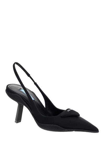 Re-Nylon Slingback Pumps - Black