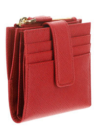 Small Saffiano Leather Wallet - Red