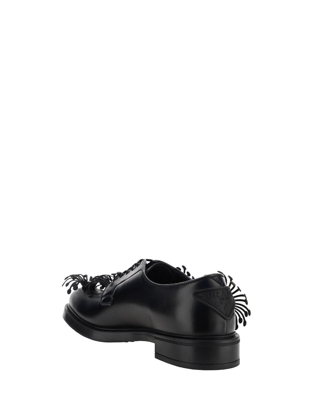 Brushed Leather Derby Shoes with Appliqués - Black