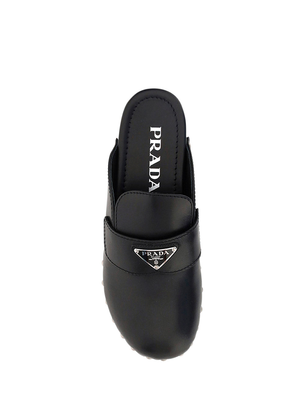 Studded Leather Clogs - Black