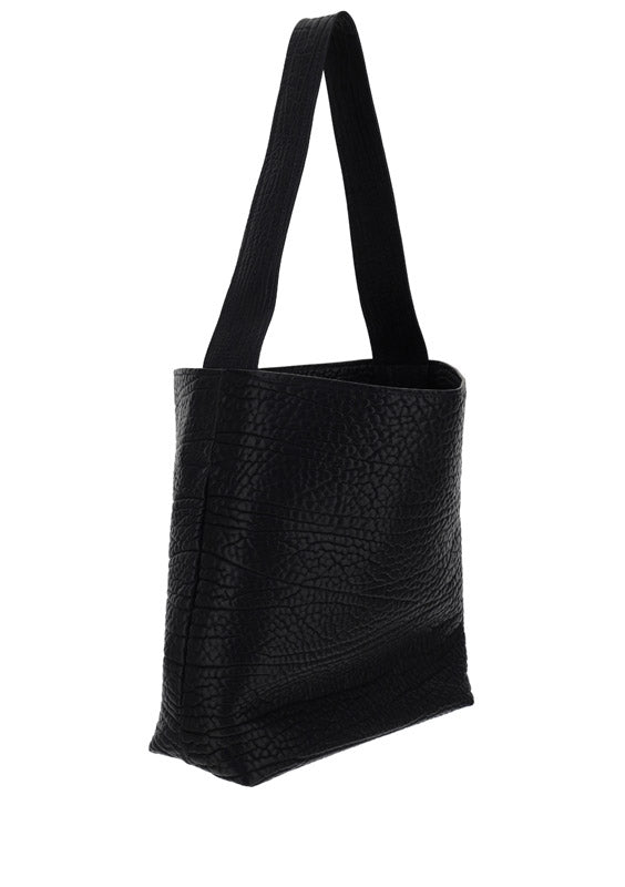 Hammered Leather Shopping Bag - Black