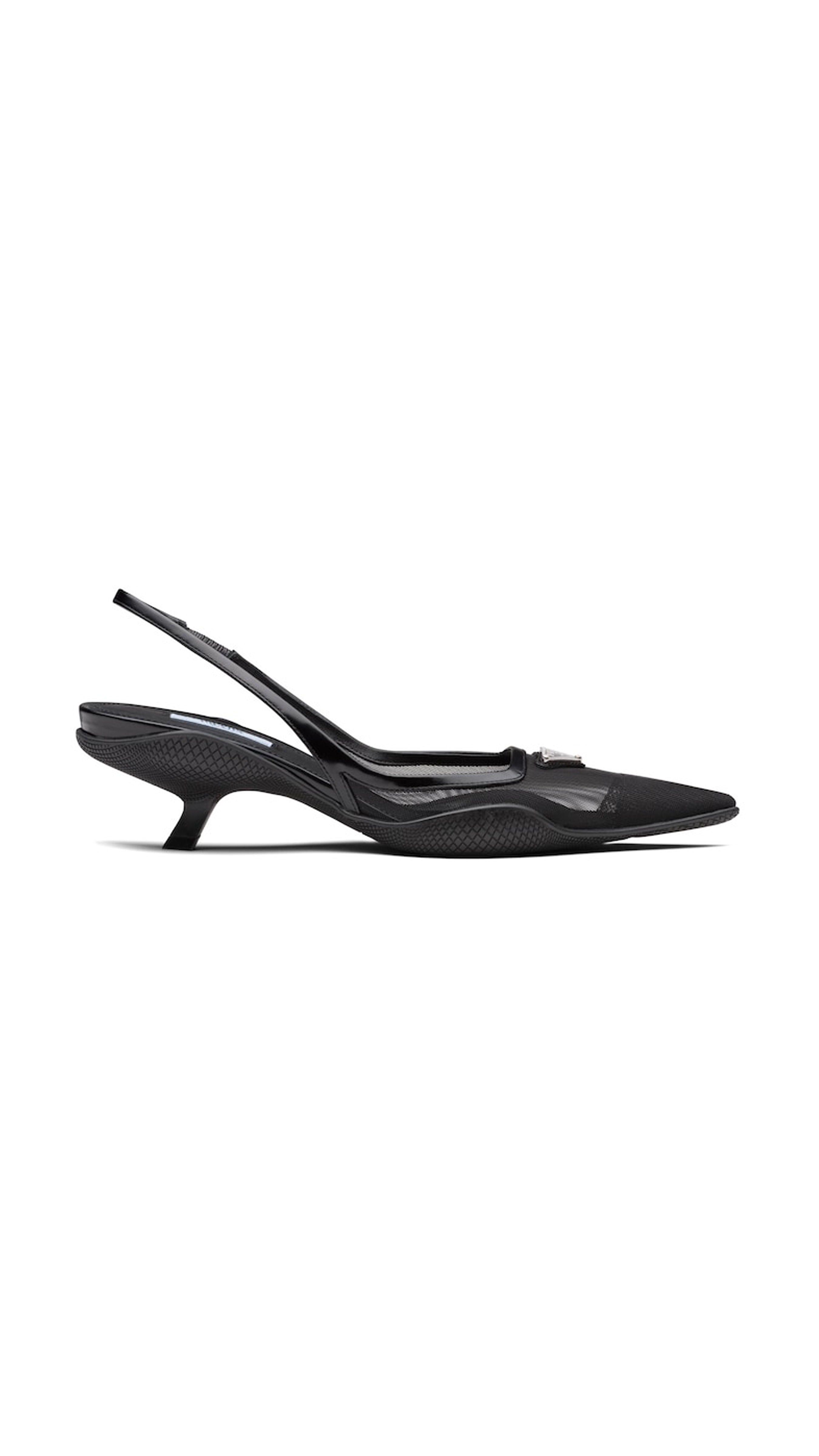 Mesh Fabric Slingback Pumps - Black