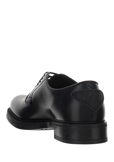 Brushed Leather Lace-ups - Black