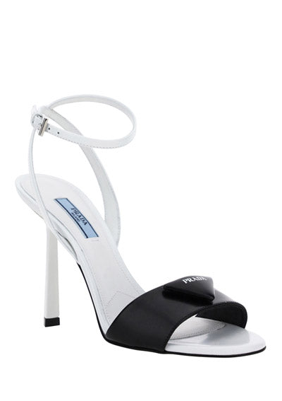 Brushed Leather Sandals - White / Black