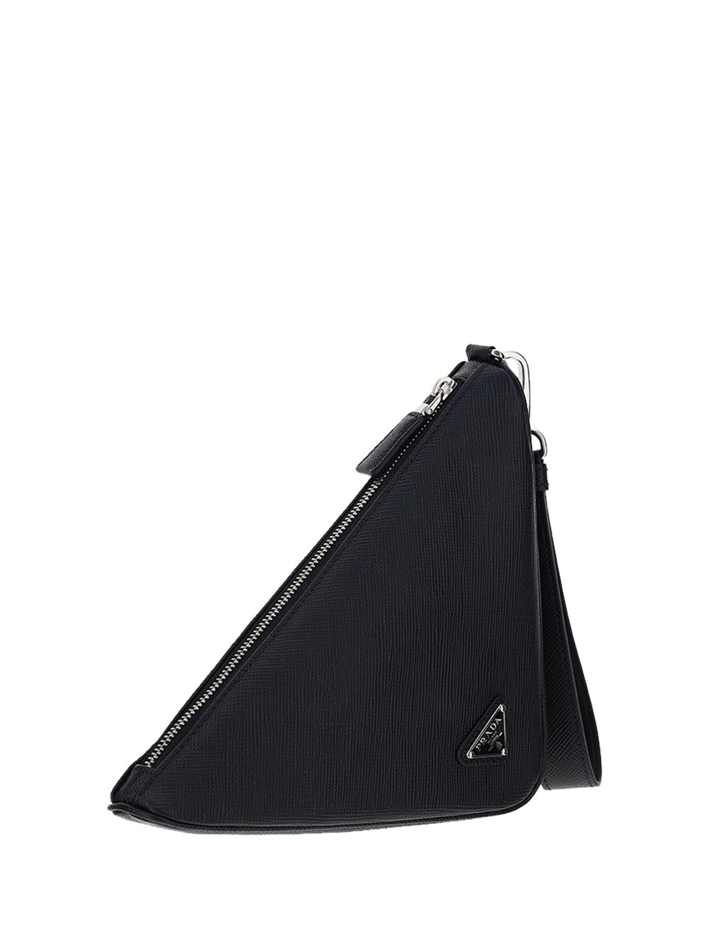 Leather Prada Triangle Pouch - Black