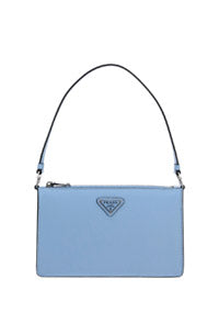 Brushed Leather Mini Bag - Light Blue