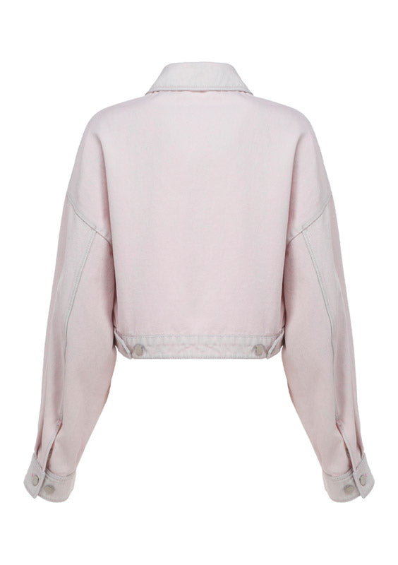 Cropped Organic Denim Jacket - Pale Pink