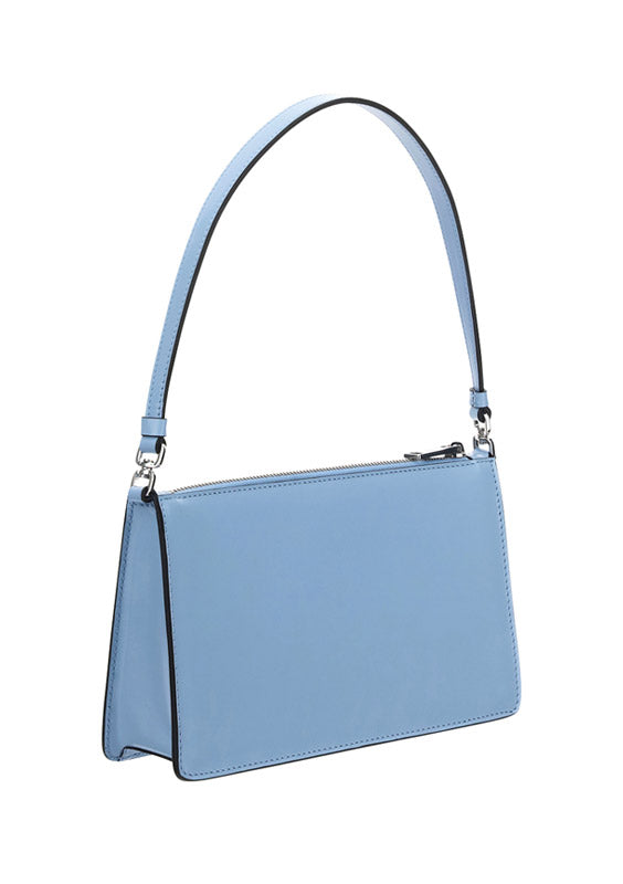 Brushed Leather Mini Bag - Light Blue