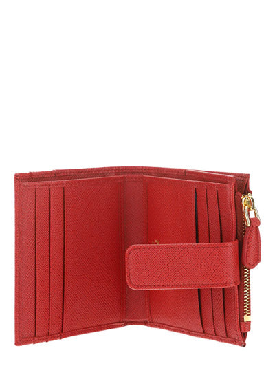 Small Saffiano Leather Wallet - Red