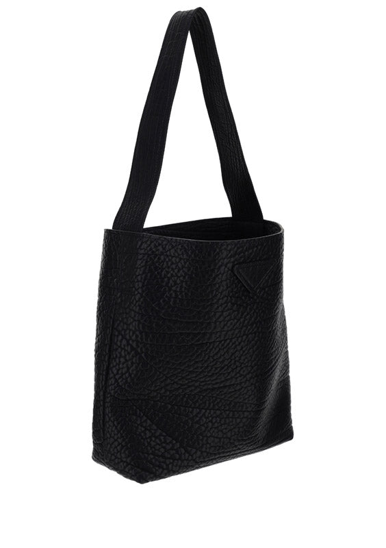 Hammered Leather Shopping Bag - Black