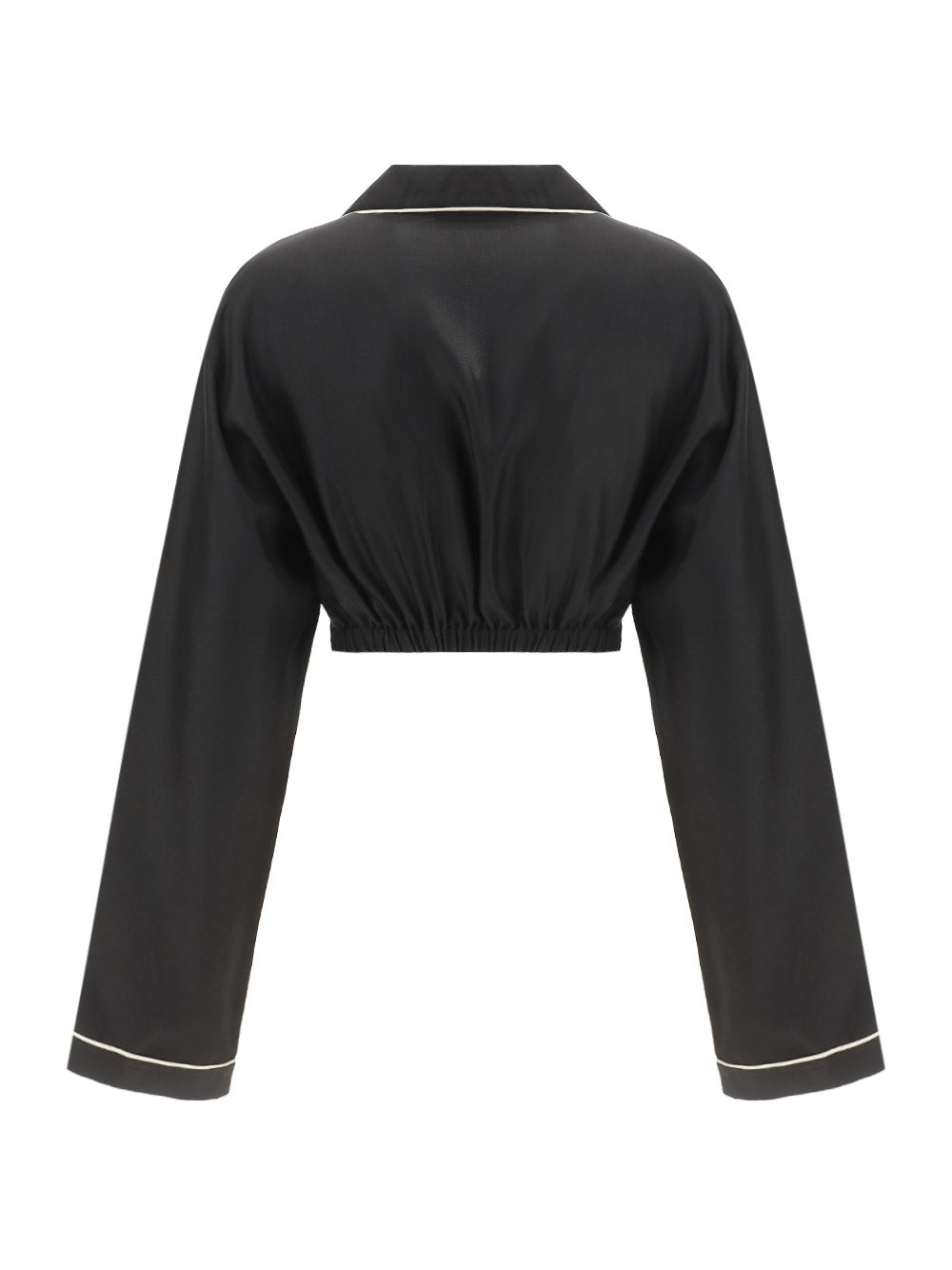 Silk Cropped Shirt - Black