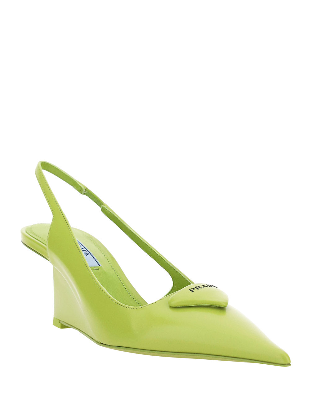 Brushed Leather Slingback Pumps - Green