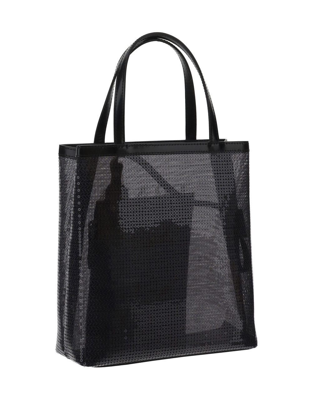 Small Sequined Mesh Tote Bag - Black