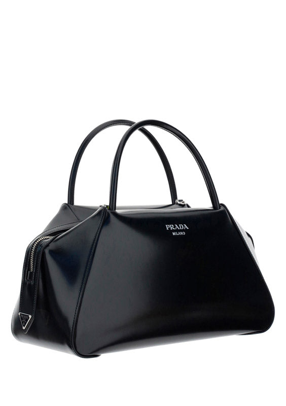 Medium Brushed Leather Supernova Handbag - Black