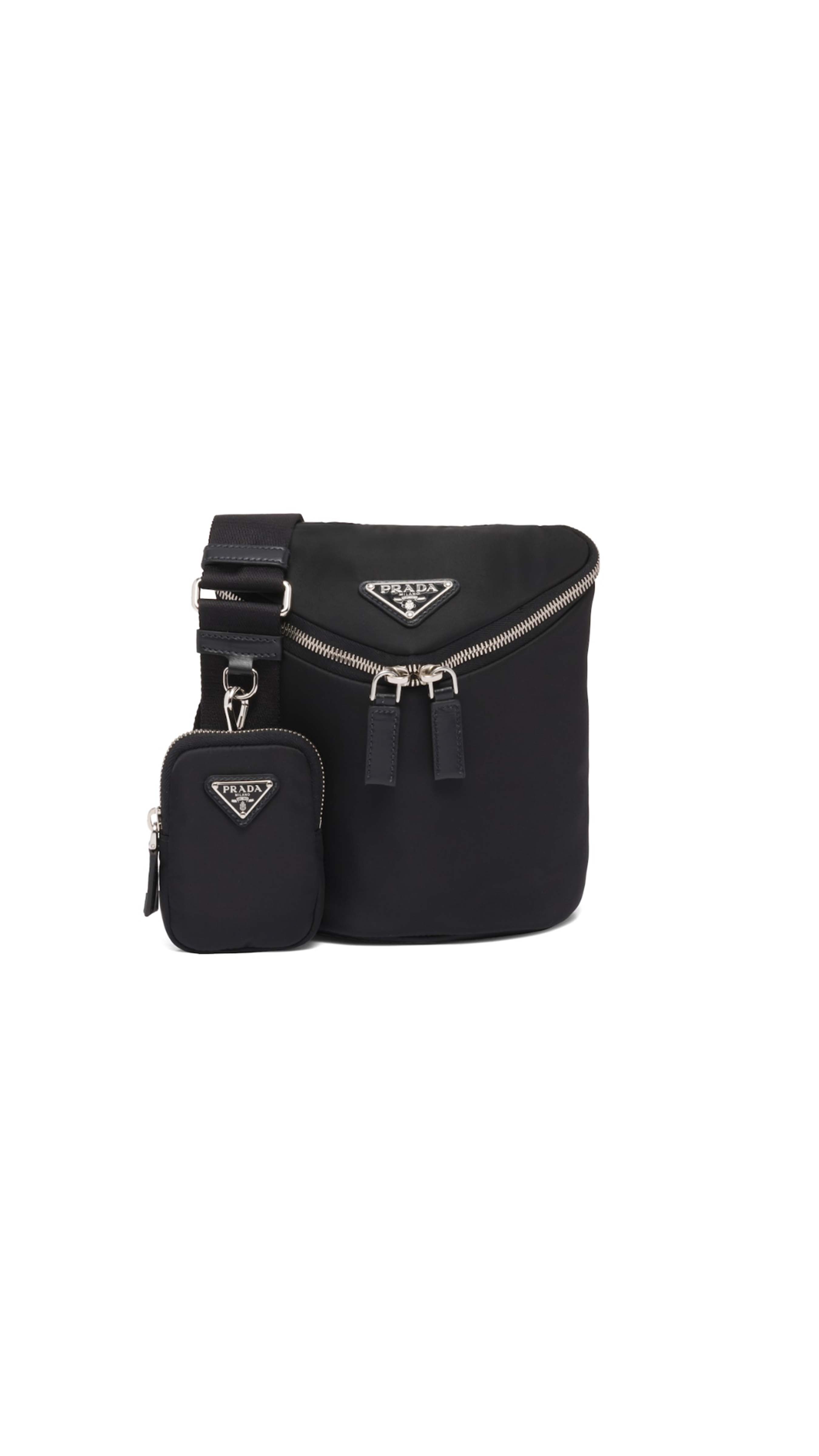 Re-Nylon and Leather Shoulder Bag - Black