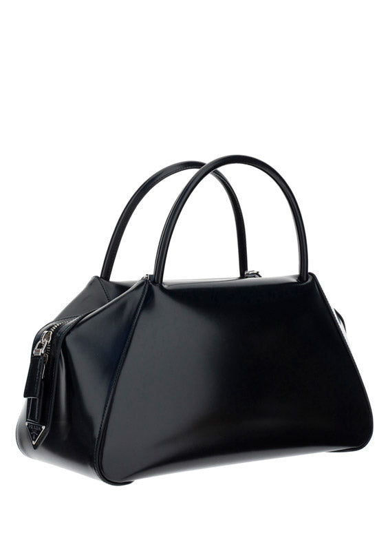 Medium Brushed Leather Supernova Handbag - Black