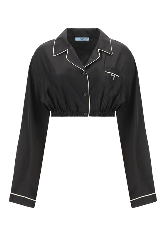 Silk Cropped Shirt - Black