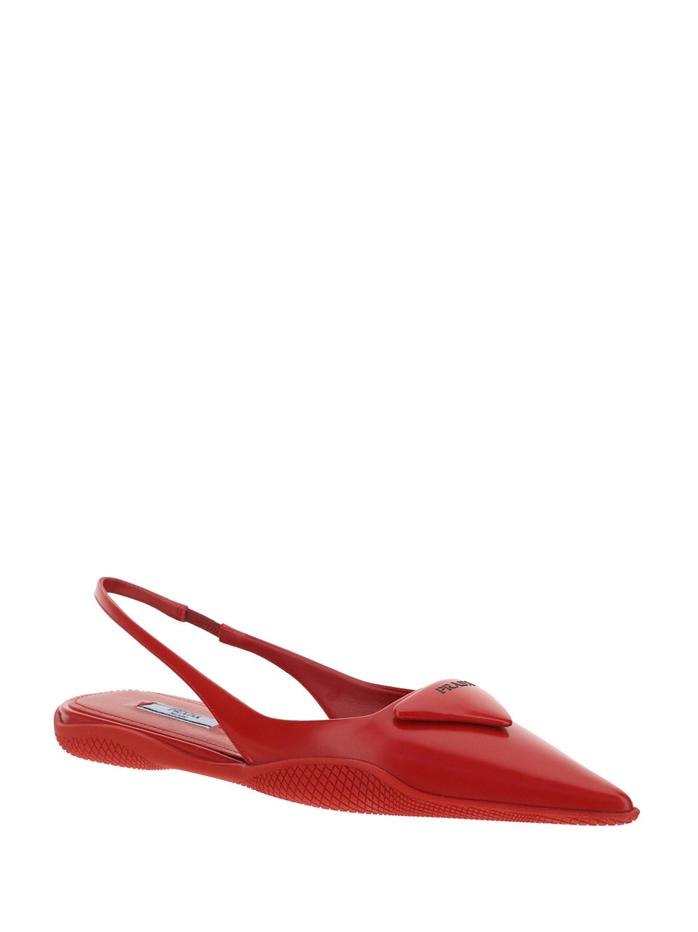 Brushed Leather Slingback Ballerinas - Red