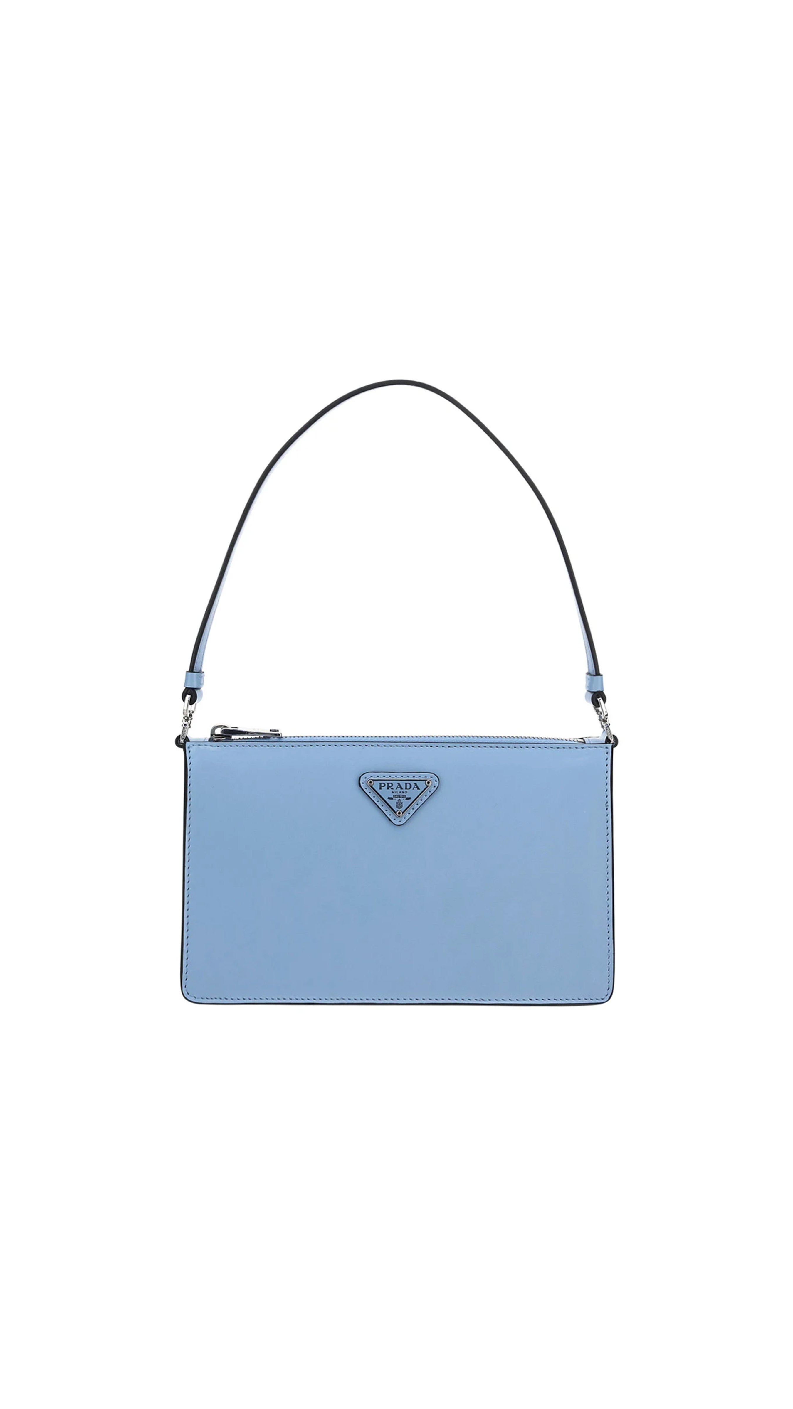 Brushed Leather Mini Bag - Light Blue