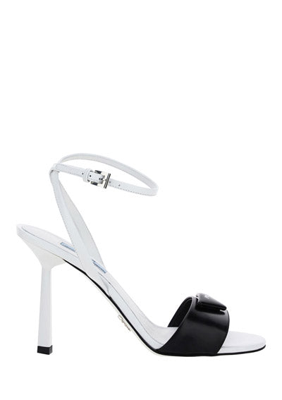 Brushed Leather Sandals - White / Black