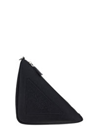 Leather Prada Triangle Pouch - Black