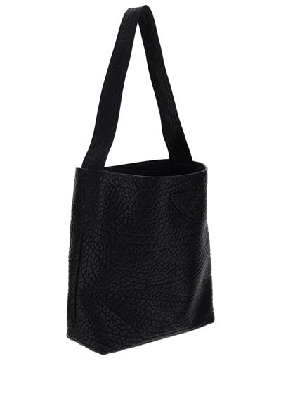 Hammered Leather Shopping Bag - Black